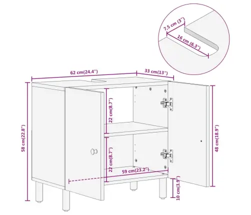 Vannitoa Valamukapp, 62 X 33 X 58 cm Akaatsiapuit