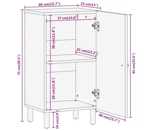 Skapītis, 40X33X75 Cm, Akācijas Masīvkoks Vidaxl