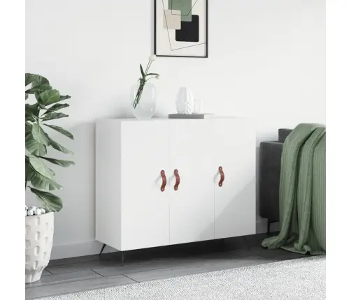 Kumode, Balta, 90X34X80 Cm, Inženierijas Koks Vidaxl