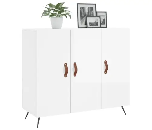 Kumode, Spīdīgi Balta, 90X34X80 Cm, Inženierijas Koks Vidaxl