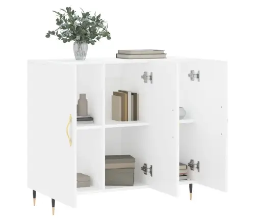 Kumode, Balta, 90X34X80 Cm, Inženierijas Koks Vidaxl