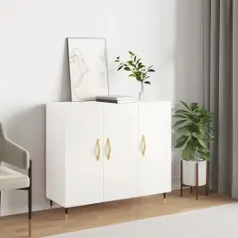 Kumode, Balta, 90X34X80 Cm, Inženierijas Koks Vidaxl