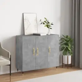 Kumode, Betona Pelēka, 90X34X80 Cm, Inženierijas Koks Vidaxl