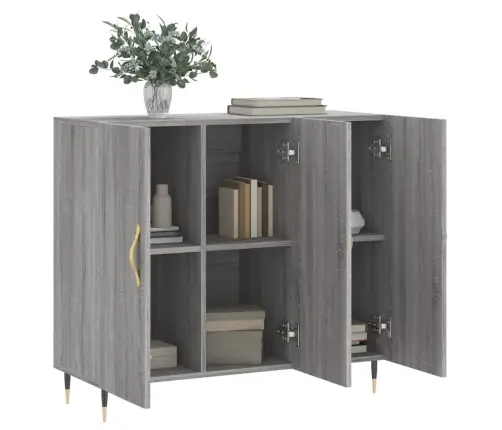 Kumode, Pelēka Ozolkoka Krāsa, 90X34X80 Cm, Inženierijas Koks Vidaxl