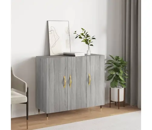 Kumode, Pelēka Ozolkoka Krāsa, 90X34X80 Cm, Inženierijas Koks Vidaxl