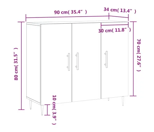 Kumode, Ozolkoka Krāsa, 90X34X80 Cm, Inženierijas Koks Vidaxl