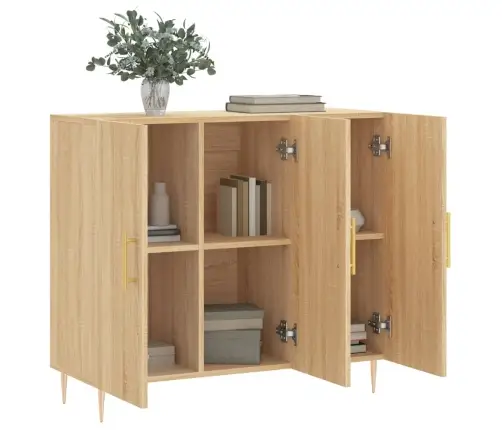 Kumode, Ozolkoka Krāsa, 90X34X80 Cm, Inženierijas Koks Vidaxl