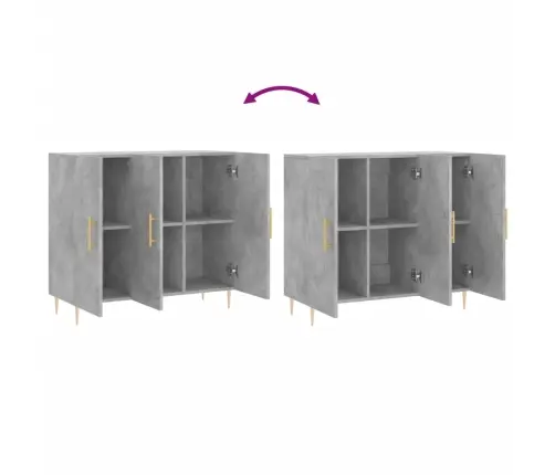 Kumode, Betona Pelēka, 90X34X80 Cm, Inženierijas Koks Vidaxl