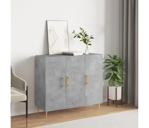 Kumode, Betona Pelēka, 90X34X80 Cm, Inženierijas Koks Vidaxl