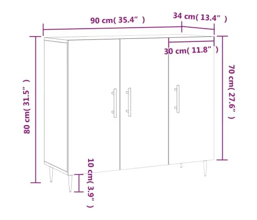 Kumode, Ozolkoka Krāsa, 90X34X80 Cm, Inženierijas Koks Vidaxl Kumode, Ozolkoka Krāsa, 90X34X80 Cm, Inženierijas Koks Vidaxl