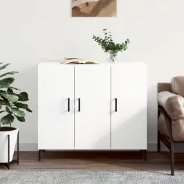 Kumode, Balta, 90X34X80 Cm, Inženierijas Koks Vidaxl