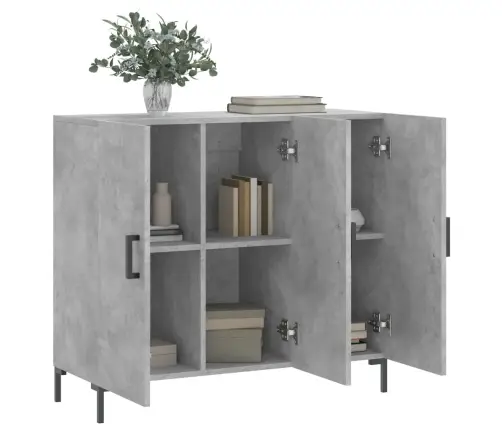 Kumode, Betona Pelēka, 90X34X80 Cm, Inženierijas Koks Vidaxl