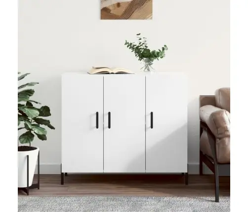 Kumode, Balta, 90X34X80 Cm, Inženierijas Koks Vidaxl