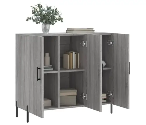 Kumode, Pelēka Ozolkoka Krāsa, 90X34X80 Cm, Inženierijas Koks Vidaxl