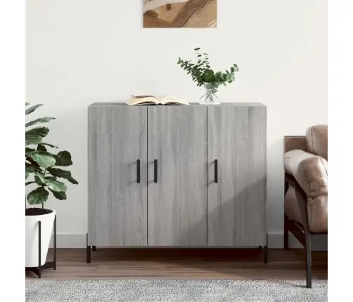 Kumode, Pelēka Ozolkoka Krāsa, 90X34X80 Cm, Inženierijas Koks Vidaxl