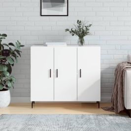 Kumode, Balta, 90X34X80 Cm, Inženierijas Koks Vidaxl