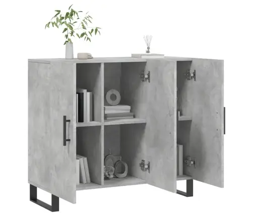 Kumode, Betona Pelēka, 90X34X80 Cm, Inženierijas Koks Vidaxl