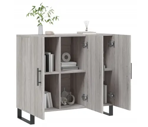 Kumode, Pelēka Ozolkoka Krāsa, 90X34X80 Cm, Inženierijas Koks Vidaxl