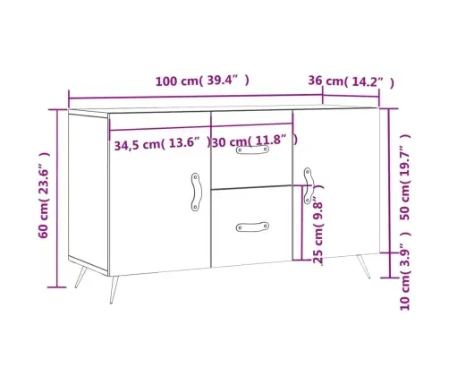 Kumode, Ozolkoka Krāsa, 100X36X60 Cm, Inženierijas Koks Vidaxl Kumode, Ozolkoka Krāsa, 100X36X60 Cm, Inženierijas Koks Vidaxl