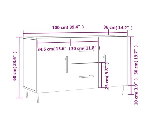 Kumode, Melna, 100X36X60 Cm, Inženierijas Koks Vidaxl