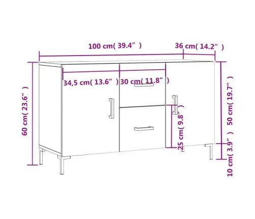 Kumode, Ozolkoka Krāsa, 100X36X60 Cm, Inženierijas Koks Vidaxl