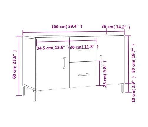 Kumode, Betona Pelēka, 100X36X60 Cm, Inženierijas Koks Vidaxl