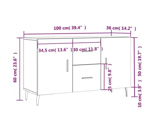 Kumode, Balta, 100X36X60 Cm, Inženierijas Koks Vidaxl
