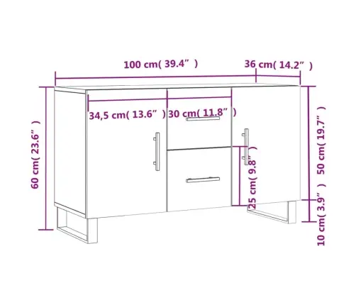 Kumode, Pelēka Ozolkoka Krāsa, 100X36X60 Cm, Inženierijas Koks Vidaxl Kumode, Pelēka Ozolkoka Krāsa, 100X36X60 Cm, Inženierijas Koks Vidaxl