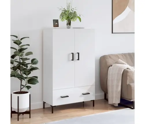 Kõrge Kapp, Kõrgläikega Valge, 69,5 X 31 X 115 cm Tehispuit