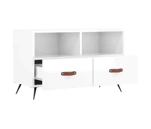 Tv Skapītis, Spīdīgi Balts, 80X36X50 Cm, Inženierijas Koks Vidaxl