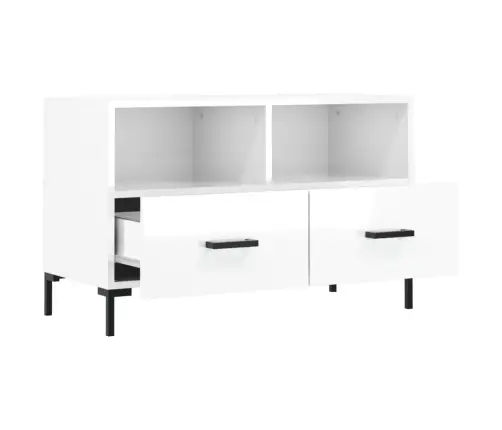 Televizoriaus Spintelė, Balta, 80X36X50cm Mediena, Blizgi