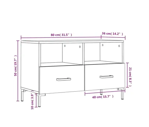 Tv Skapītis, Ozolkoka Krāsa, 80X36X50 Cm, Inženierijas Koks Vidaxl
