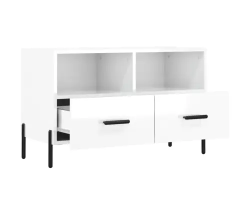 Tv Skapītis, Spīdīgi Balts, 80X36X50 Cm, Inženierijas Koks Vidaxl