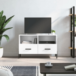 Tv Skapītis, Spīdīgi Balts, 80X36X50 Cm, Inženierijas Koks Vidaxl