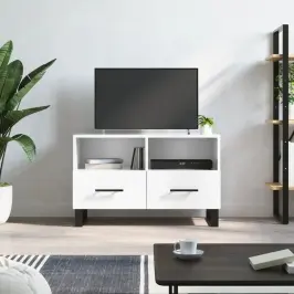 Tv Skapītis, Spīdīgi Balts, 80X36X50 Cm, Inženierijas Koks Vidaxl
