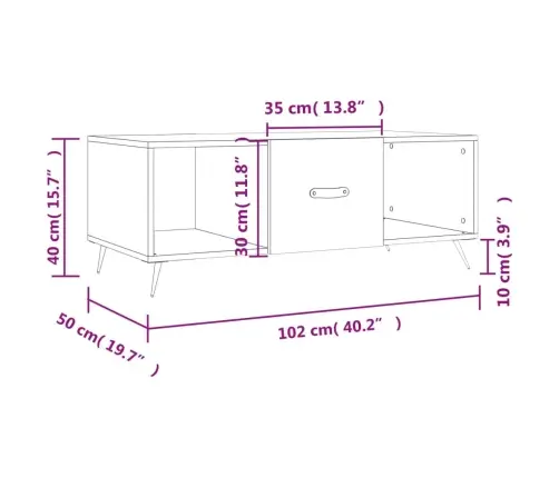 Kavos Staliukas, Sonoma Ąžuolo, 102X50X40cm Apdirbta Mediena