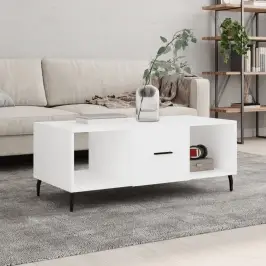Kafijas Galdiņš, Balts, 102X50X40 Cm, Inženierijas Koks Vidaxl