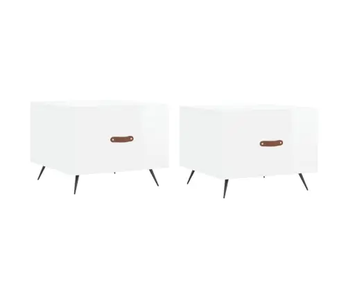 Kavos Staliukai, 2Vnt., Balti, 50X50X40cm Mediena, Blizgūs Kavos Staliukai, 2Vnt., Balti, 50X50X40cm Mediena, Blizgūs