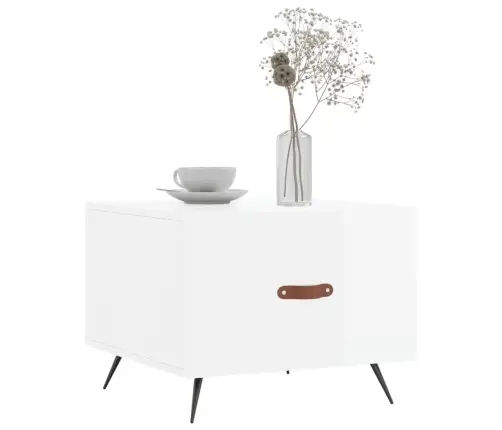 Kavos Staliukai, 2Vnt., Balti, 50X50X40cm Mediena, Blizgūs Kavos Staliukai, 2Vnt., Balti, 50X50X40cm Mediena, Blizgūs