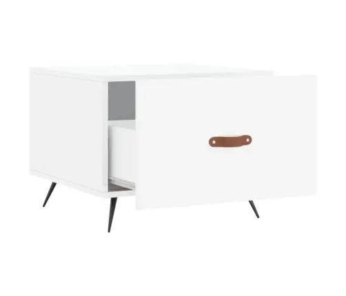 Kavos Staliukai, 2Vnt., Balti, 50X50X40cm Mediena, Blizgūs Kavos Staliukai, 2Vnt., Balti, 50X50X40cm Mediena, Blizgūs