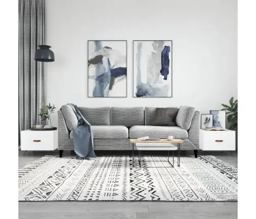 Kavos Staliukai, 2Vnt., Balti, 50X50X40cm Mediena, Blizgūs Kavos Staliukai, 2Vnt., Balti, 50X50X40cm Mediena, Blizgūs