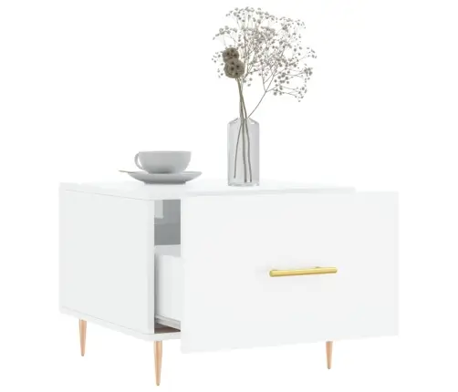 Kafijas Galdiņš, Spīdīgi Balts, 50X50X40 Cm, Inženierijas Koks Vidaxl