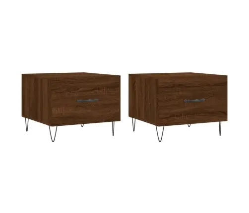 Kohvilauad, 2 Tk, Pruun Tamm, 50 X 50 X 40 cm Tehispuit