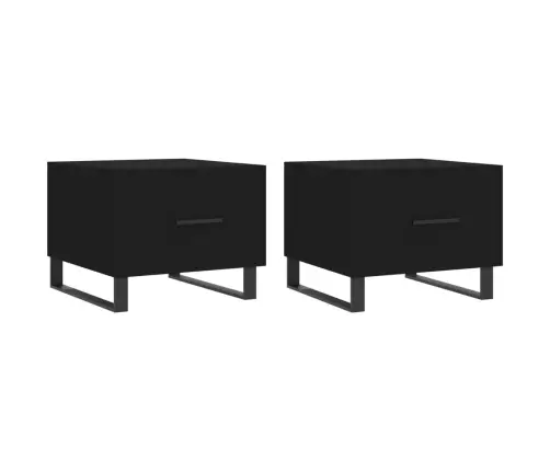 Kavos Staliukai, 2Vnt., Juodi, 50X50X40cm Apdirbta Mediena Kavos Staliukai, 2Vnt., Juodi, 50X50X40cm Apdirbta Mediena