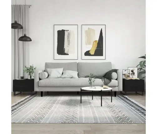 Kavos Staliukai, 2Vnt., Juodi, 50X50X40cm Apdirbta Mediena Kavos Staliukai, 2Vnt., Juodi, 50X50X40cm Apdirbta Mediena