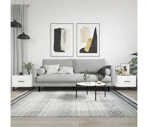 Kohvilaud 2 Tk, Kõrgläikega Valge 50X50X40 cm Tehispuit