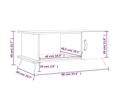 Kohvilaud, Valge, 90 X 50 X 40 cm Tehispuit