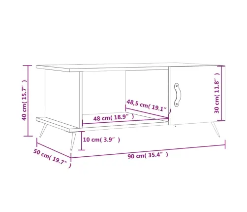 Kohvilaud, Kõrgläikega Valge, 90 X 50 X 40 cm Tehispuit