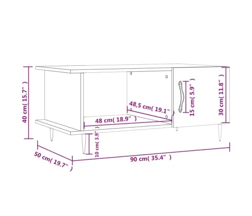 Kafijas Galdiņš, Melns, 90X50X40 Cm, Inženierijas Koks Vidaxl