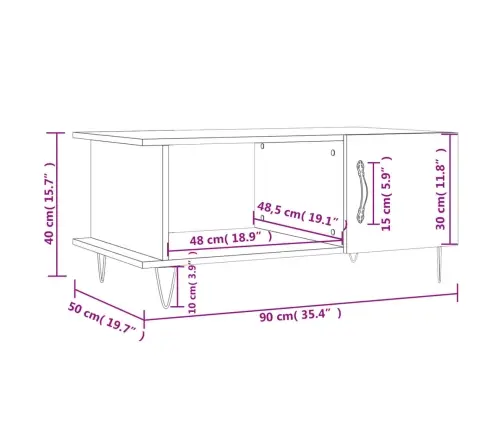 Kafijas Galdiņš, Balts, 90X50X40 Cm, Inženierijas Koks Vidaxl